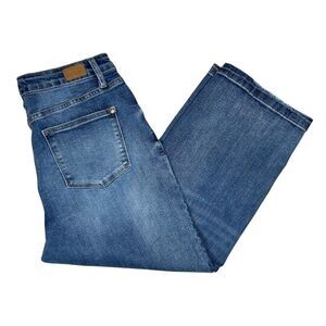 Judy Blue Women's Crop Wide Leg Jeans Blue Size 15 / 32 Mid Rise Stretch Denim